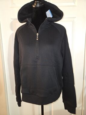 Women's Black Half-Zip Hooded Sweatshirt